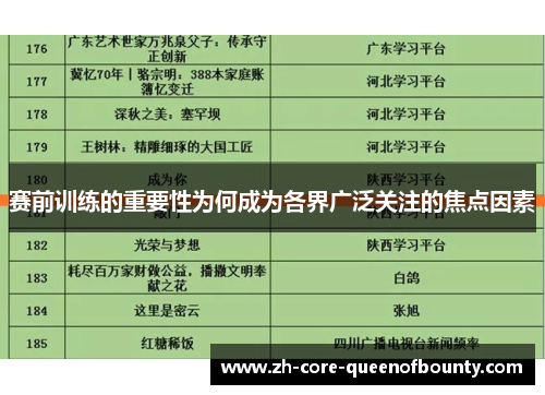 赛前训练的重要性为何成为各界广泛关注的焦点因素