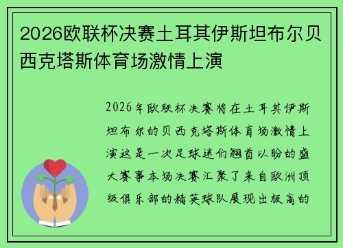 2026欧联杯决赛土耳其伊斯坦布尔贝西克塔斯体育场激情上演